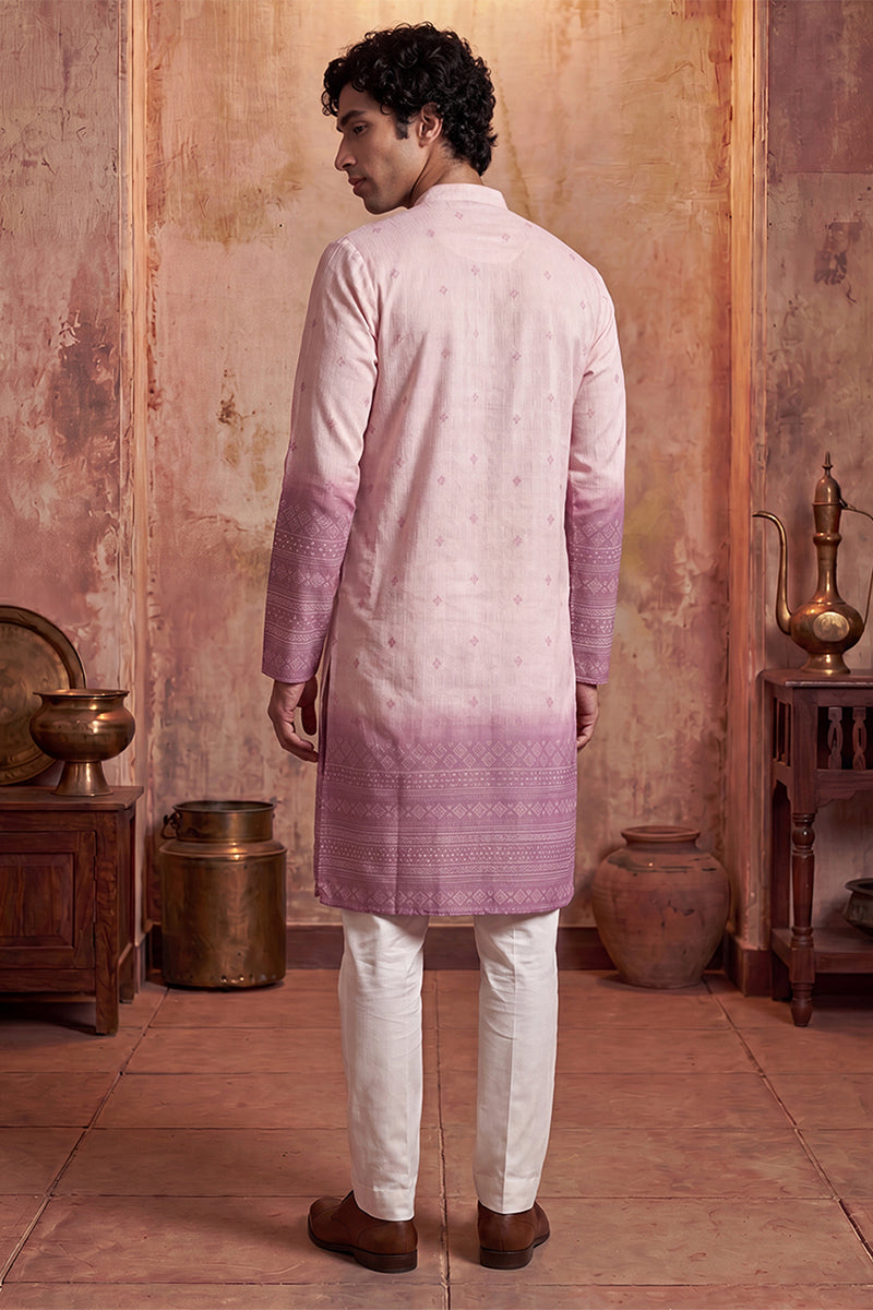 Pink Silk Blend Woven Design Indian Wear for Men MKU2347 | DesiQlo