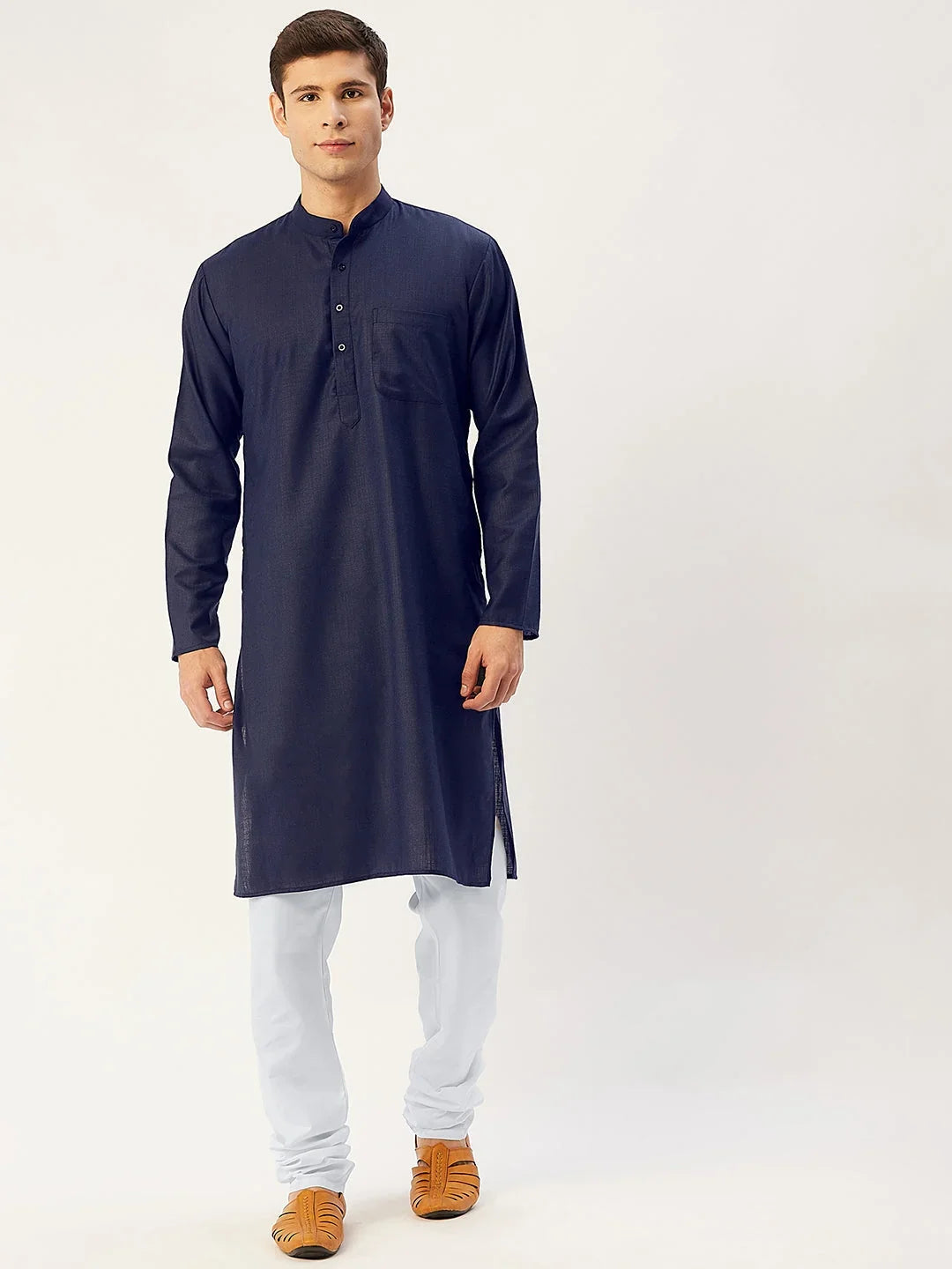Blue Cotton Solid Indian Wear KO_611Navy | DesiQlo