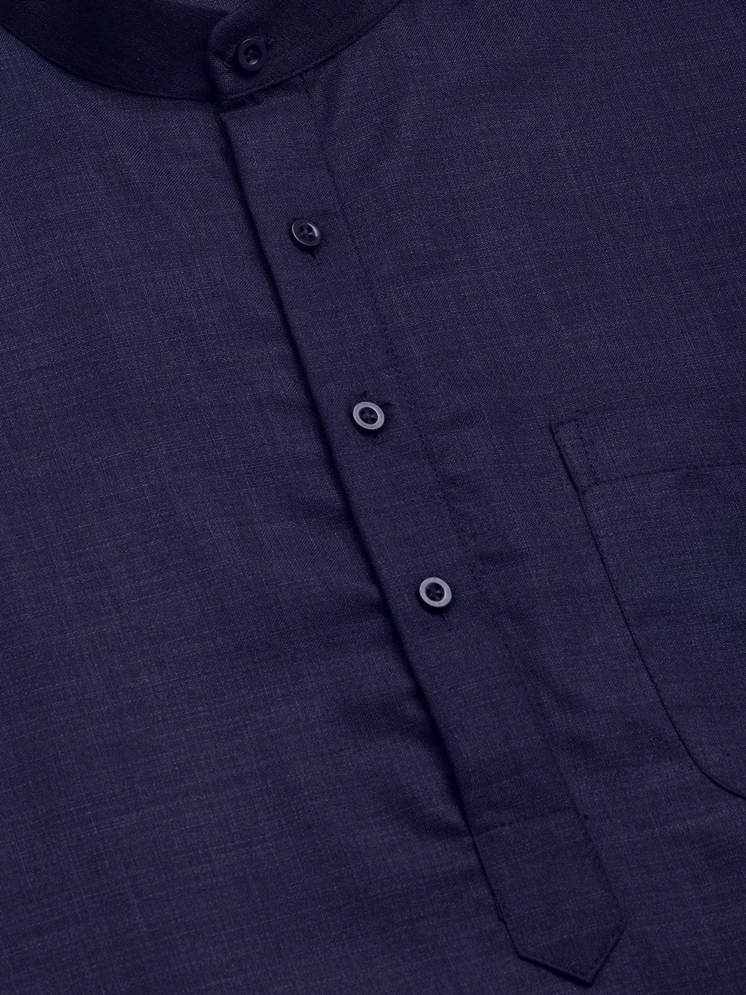 Men's Navy Cotton Solid Kurta Payjama Sets