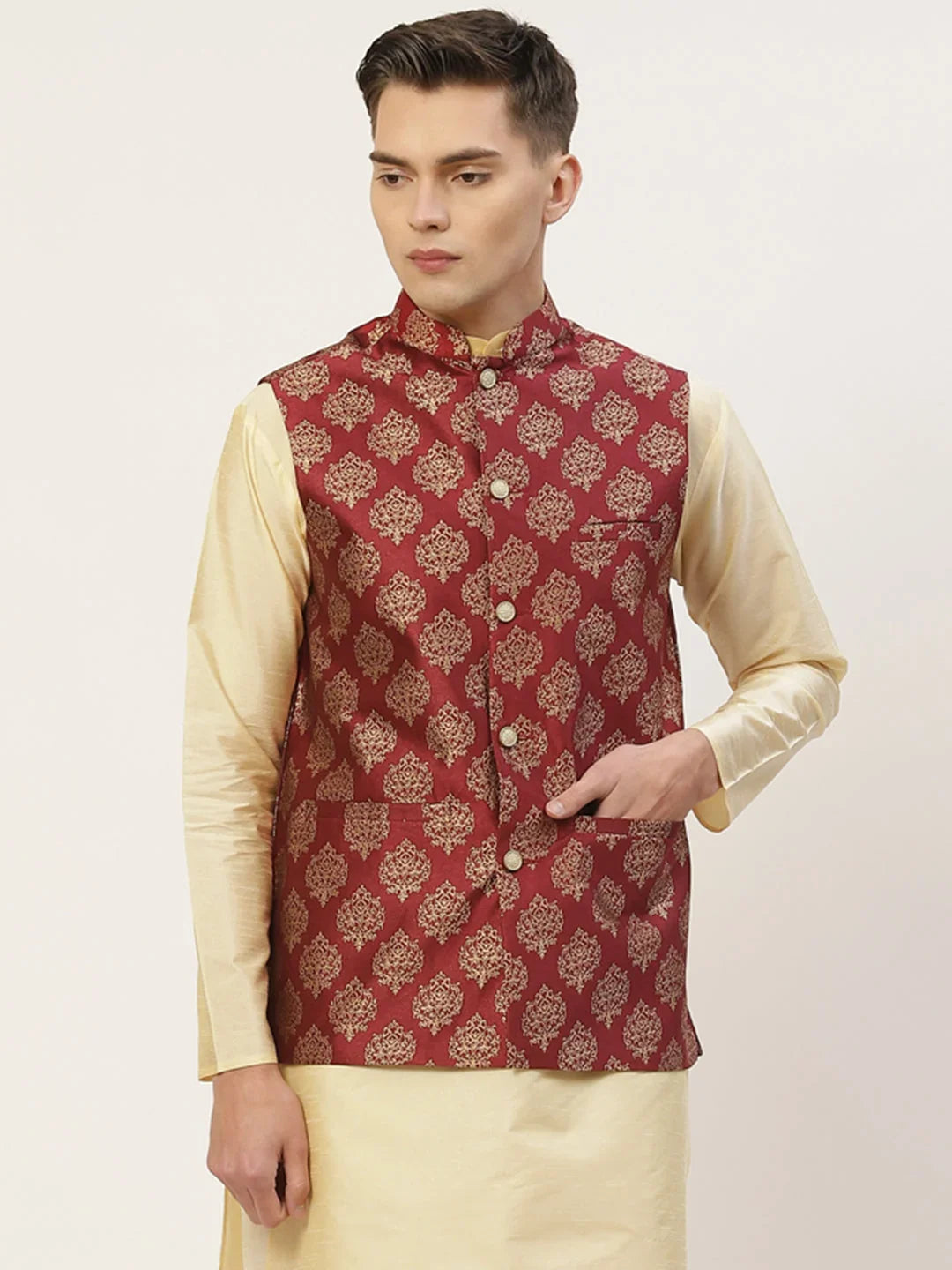 Maroon Polyester Solid Indian Wear JOWC_4032Maroon | DesiQlo
