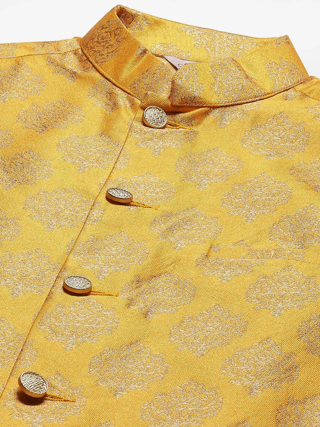 Men's Mustard Printed Assorted Nehru Jacket