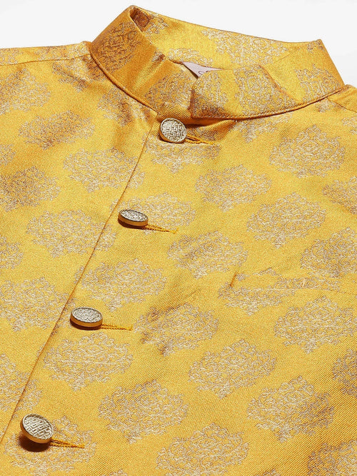 Men's Mustard Printed Assorted Nehru Jacket