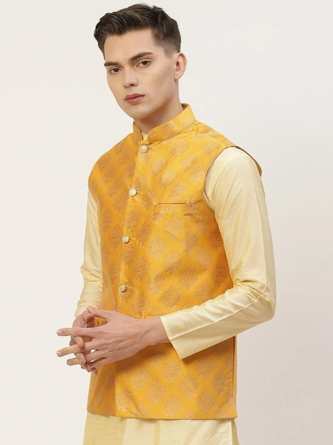 Yellow Polyester Solid Indian Wear JOWC_4032Mustard | DesiQlo