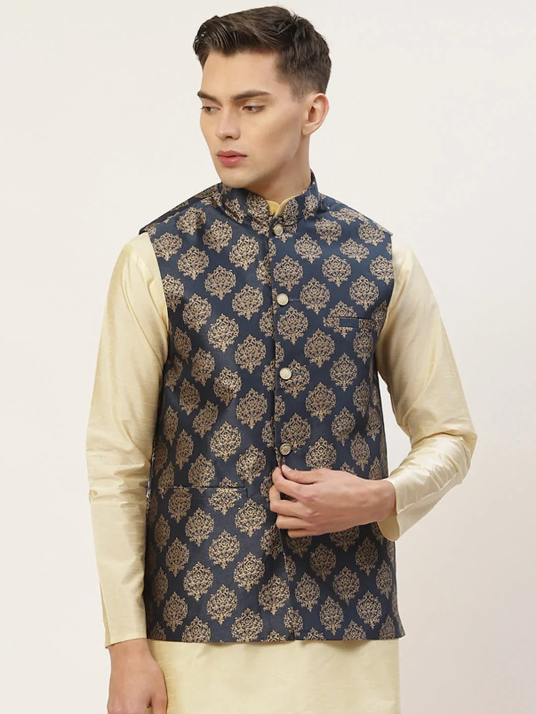 Blue Polyester Solid Indian Wear JOWC_4032Navy | DesiQlo
