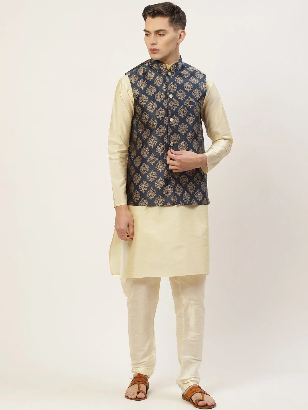 Blue Polyester Solid Indian Wear JOWC_4032Navy | DesiQlo