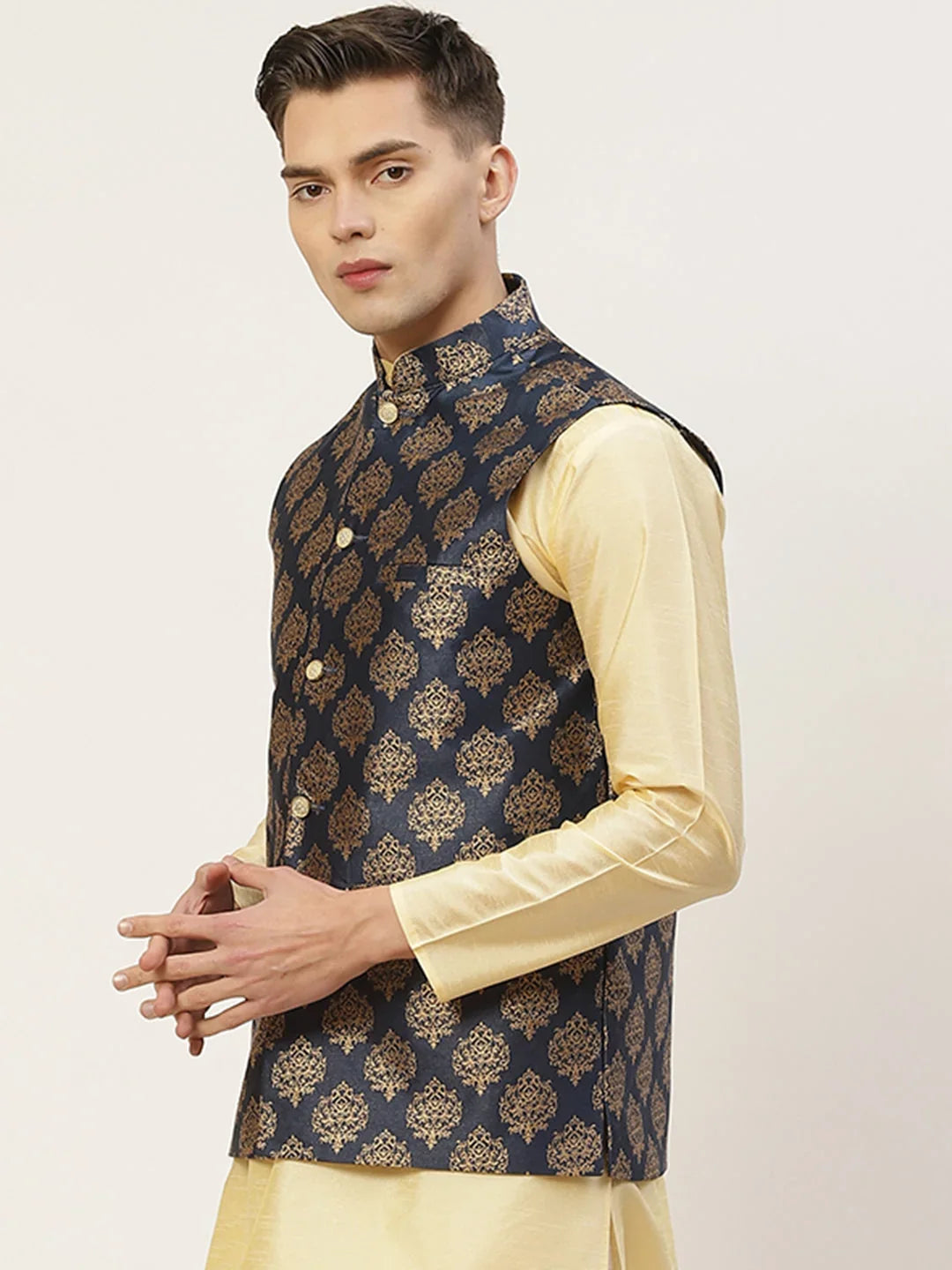 Blue Polyester Solid Indian Wear JOWC_4032Navy | DesiQlo