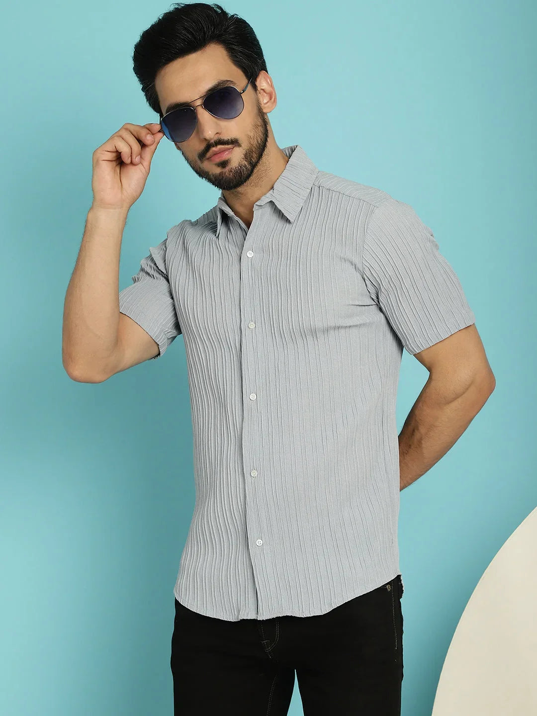 Grey Cotton Solid Shirts SF_899Light-Grey | DesiQlo
