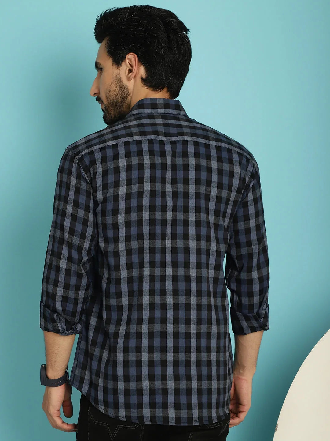 Blue Cotton Solid Shirts SF_900Navy | DesiQlo