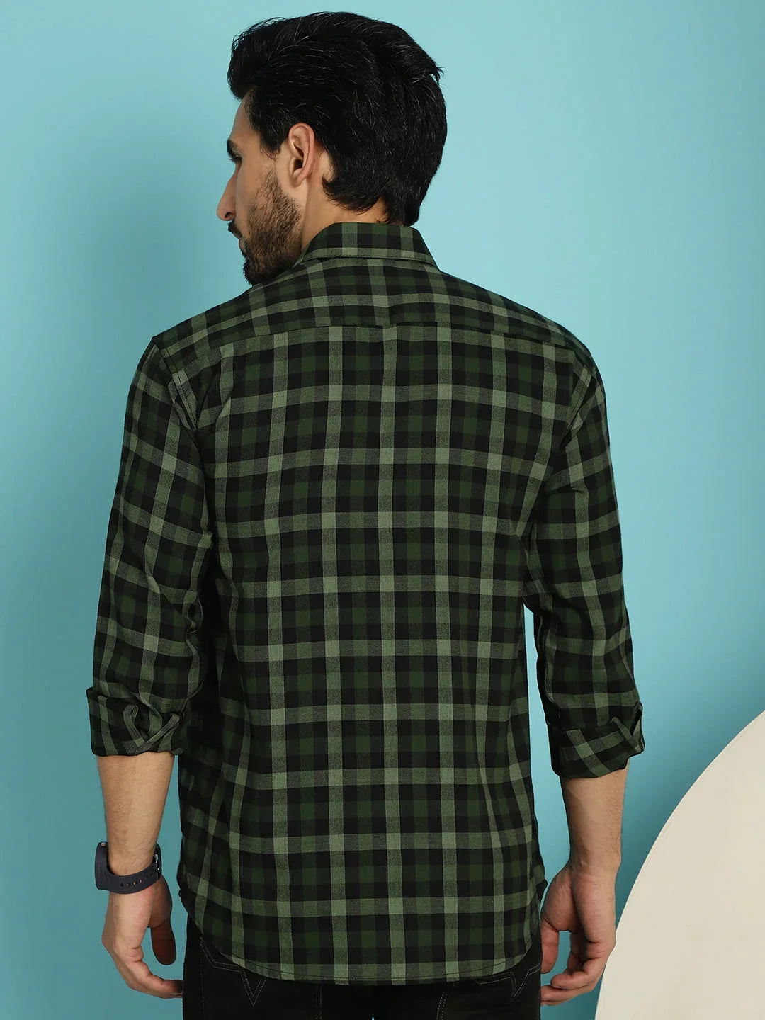 Green Cotton Solid Shirts SF_900Olive | DesiQlo