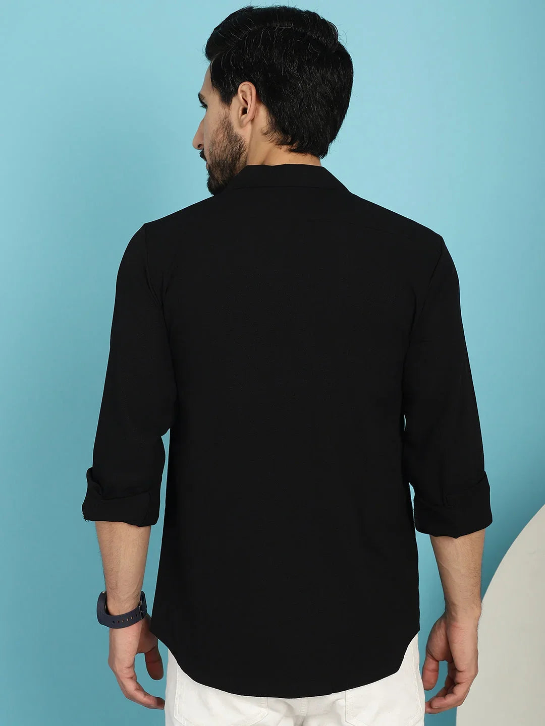 Black Cotton Solid Shirts SF_904Black | DesiQlo