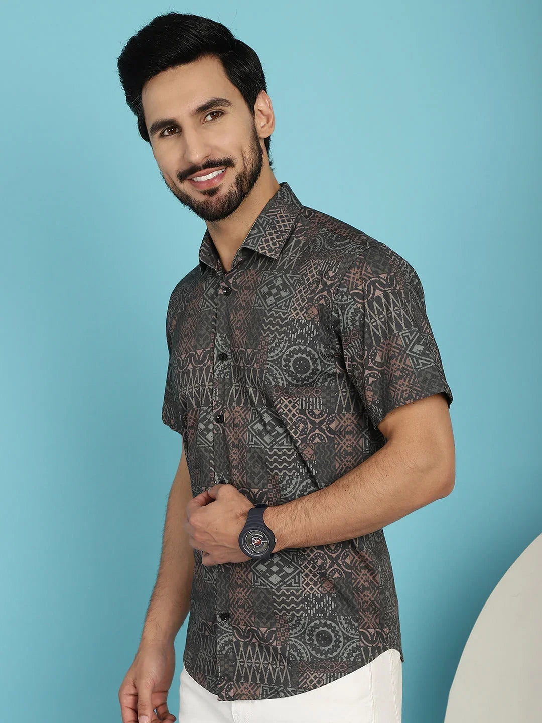 Grey Cotton Solid Shirts SF_909Dark-Grey | DesiQlo