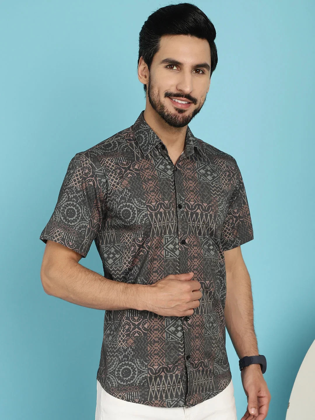 Grey Cotton Solid Shirts SF_909Dark-Grey | DesiQlo