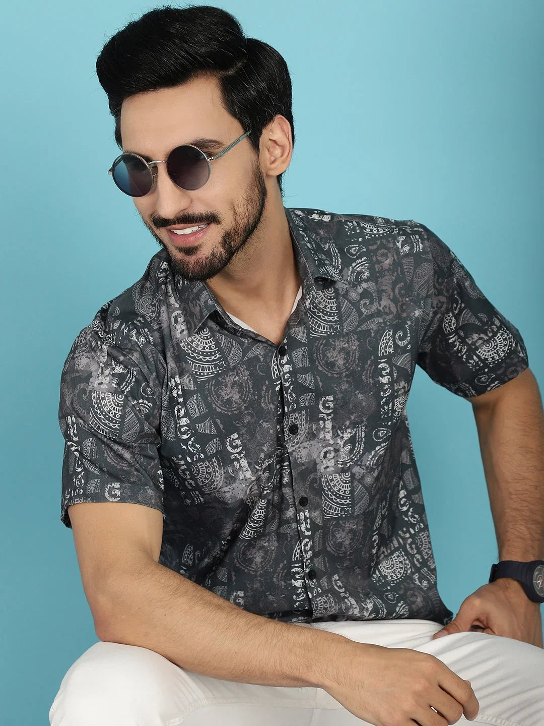 Grey Cotton Solid Shirts SF_913Charcoal | DesiQlo