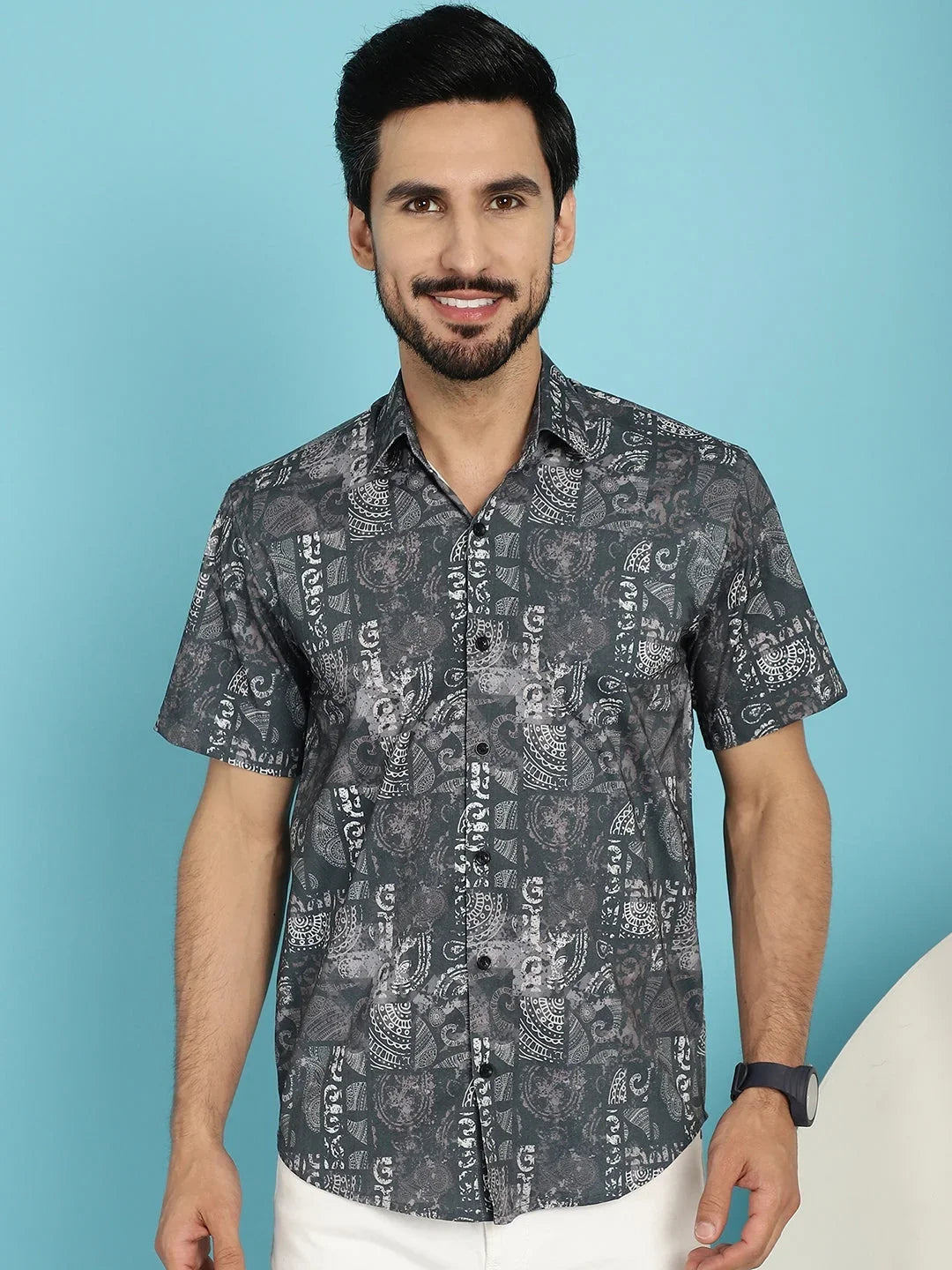 Grey Cotton Solid Shirts SF_913Charcoal | DesiQlo