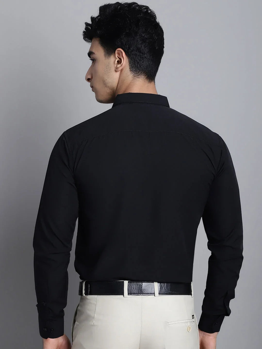 Black Cotton Solid Shirts SF_361Black | DesiQlo