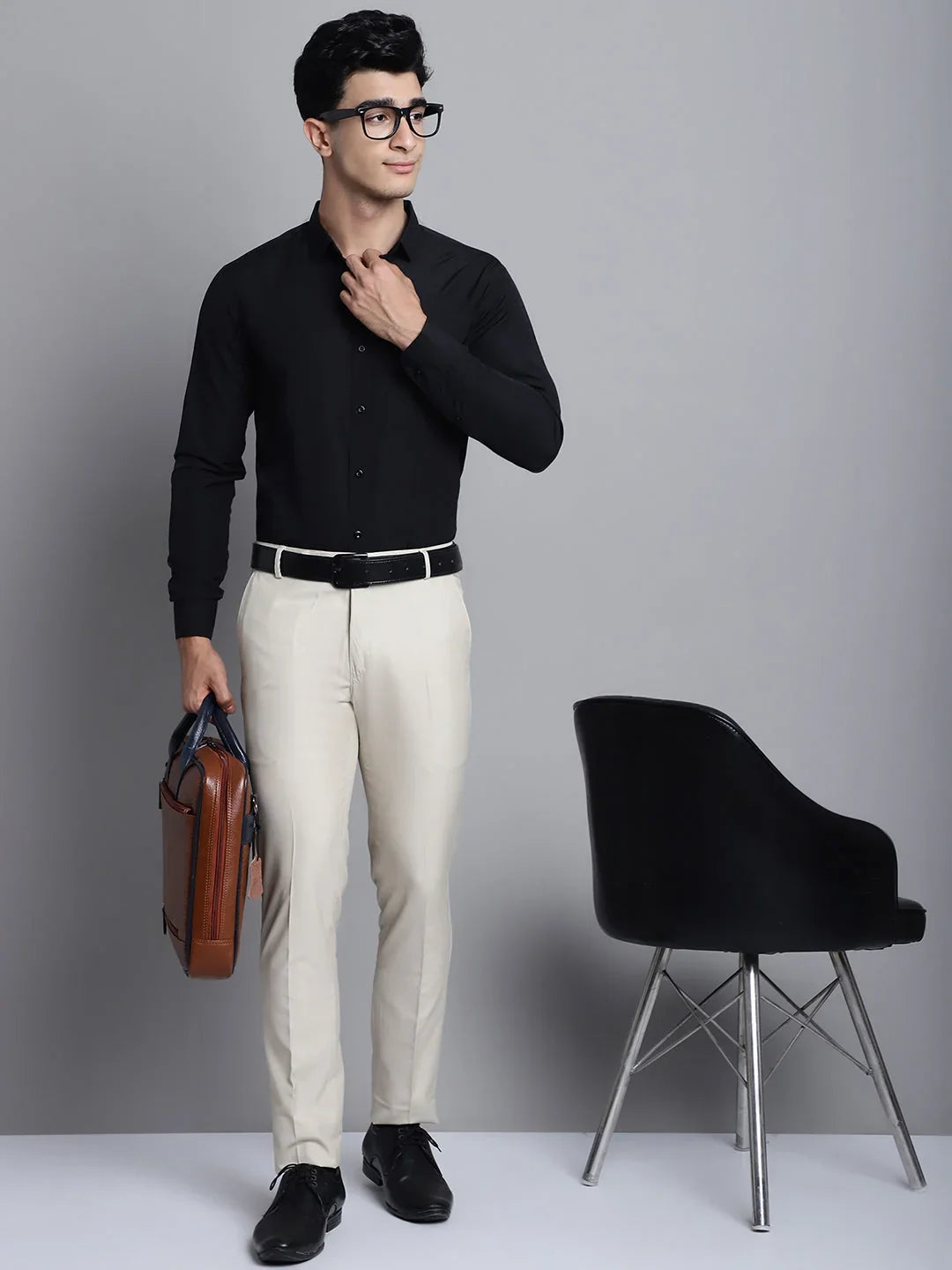 Black Cotton Solid Shirts SF_361Black | DesiQlo