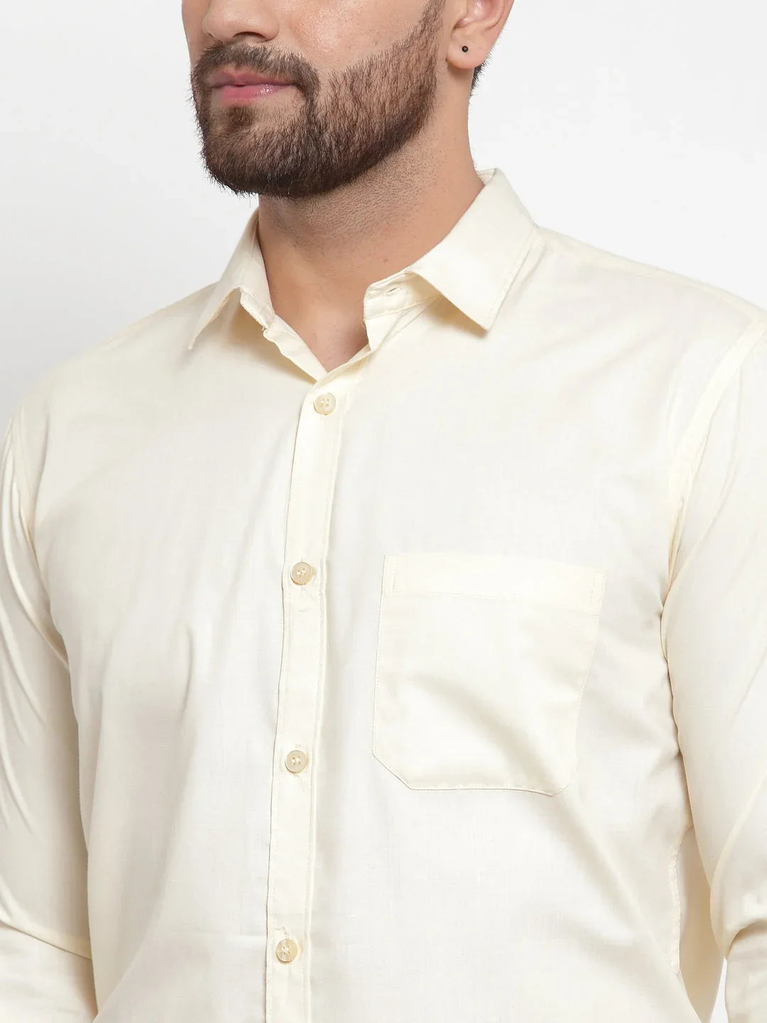 Cream Cotton Solid Shirts SF_361Cream | DesiQlo