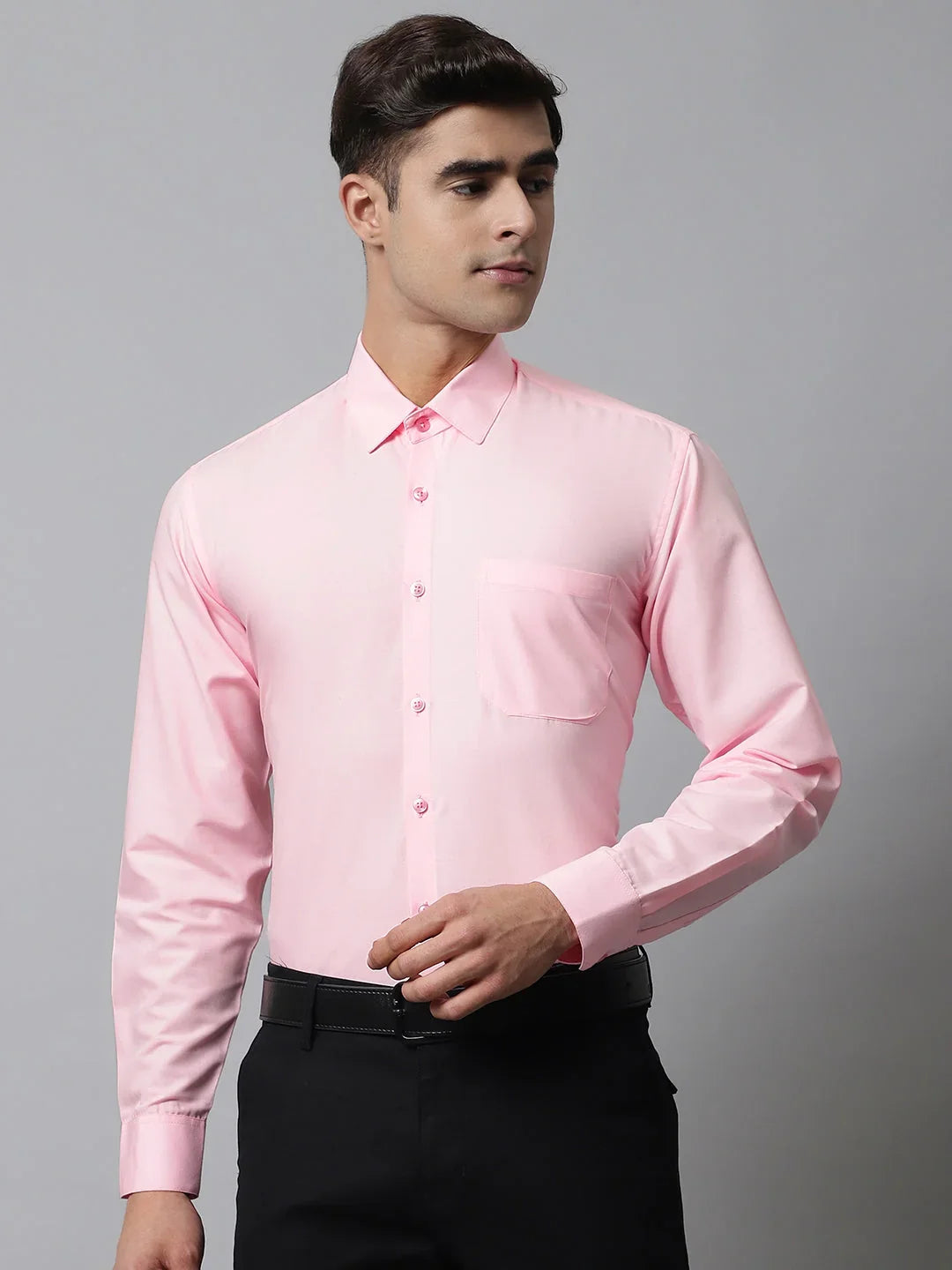 Pink Cotton Solid Shirts SF_361Light-Pink | DesiQlo