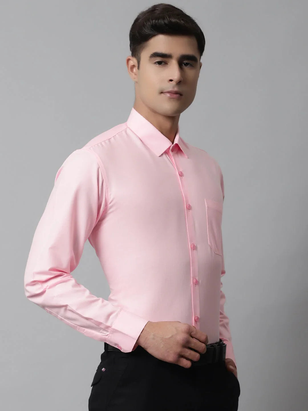 Pink Cotton Solid Shirts SF_361Light-Pink | DesiQlo