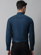 Indian Needle Men's Cotton Solid Teal Blue Formal Shirt's