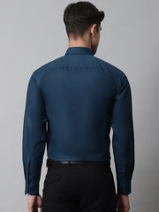 Indian Needle Men's Cotton Solid Teal Blue Formal Shirt's