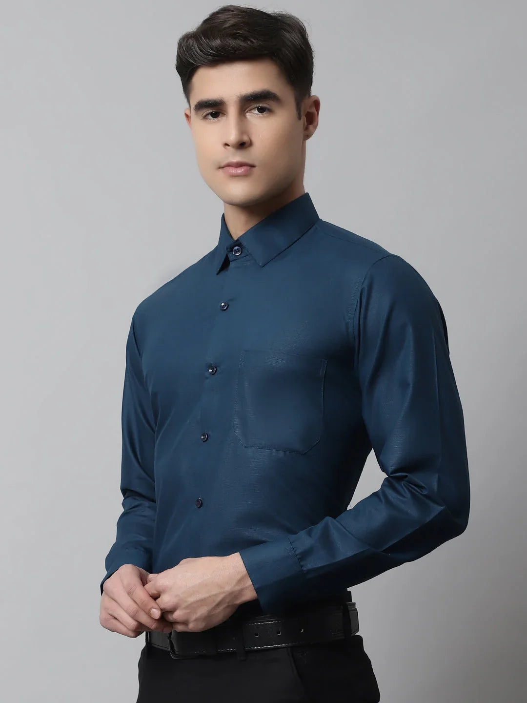 Green Cotton Solid Shirts SF_361Teal | DesiQlo
