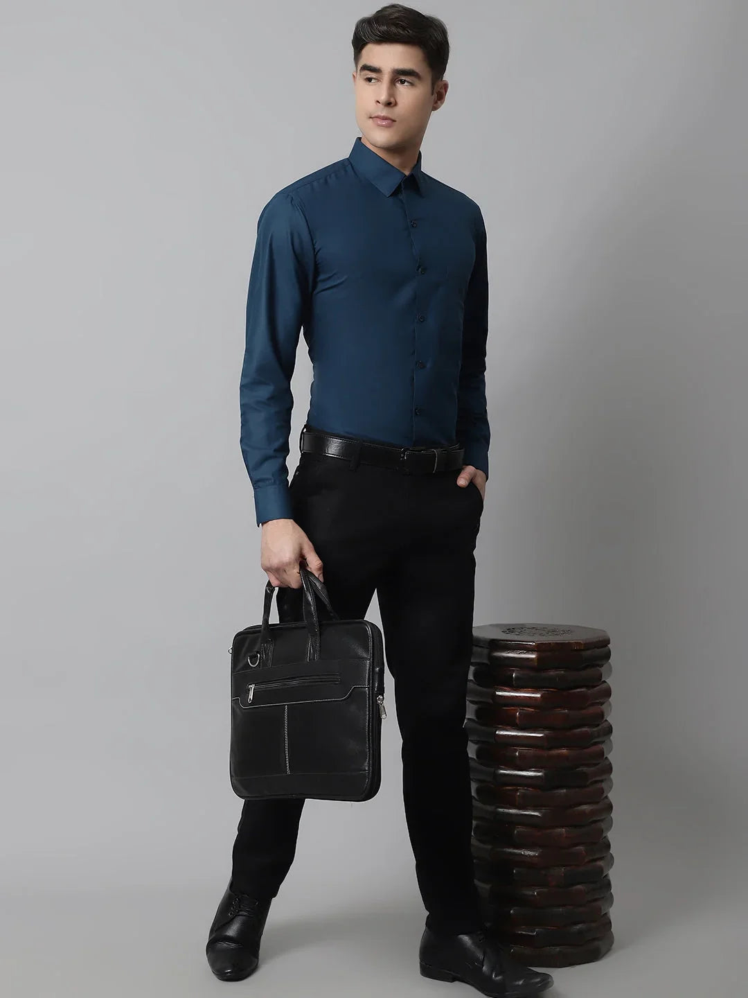Green Cotton Solid Shirts SF_361Teal | DesiQlo