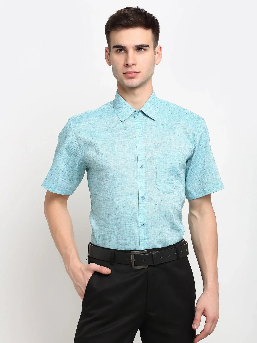 Green Cotton Solid Shirts SF_783Green | DesiQlo