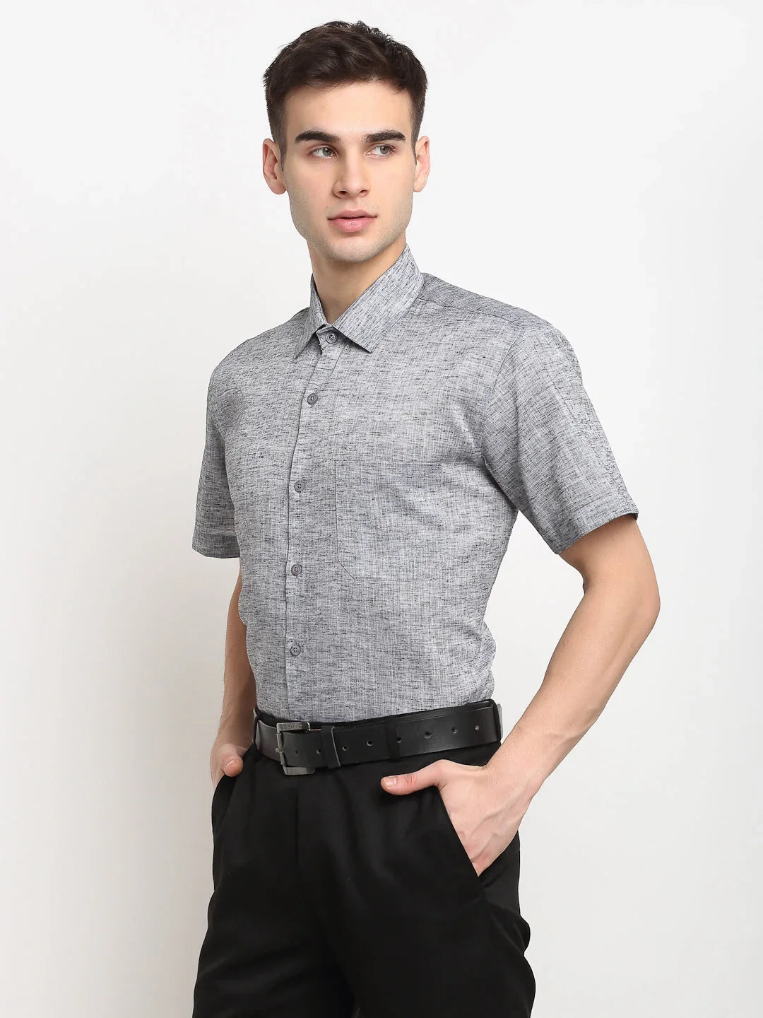 Grey Cotton Solid Shirts SF_783Grey | DesiQlo