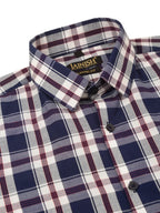 Indian Needle Men's Cotton Checked Half Sleeve Formal Shirts-SF-808Navy