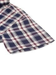 Indian Needle Men's Cotton Checked Half Sleeve Formal Shirts-SF-808Navy