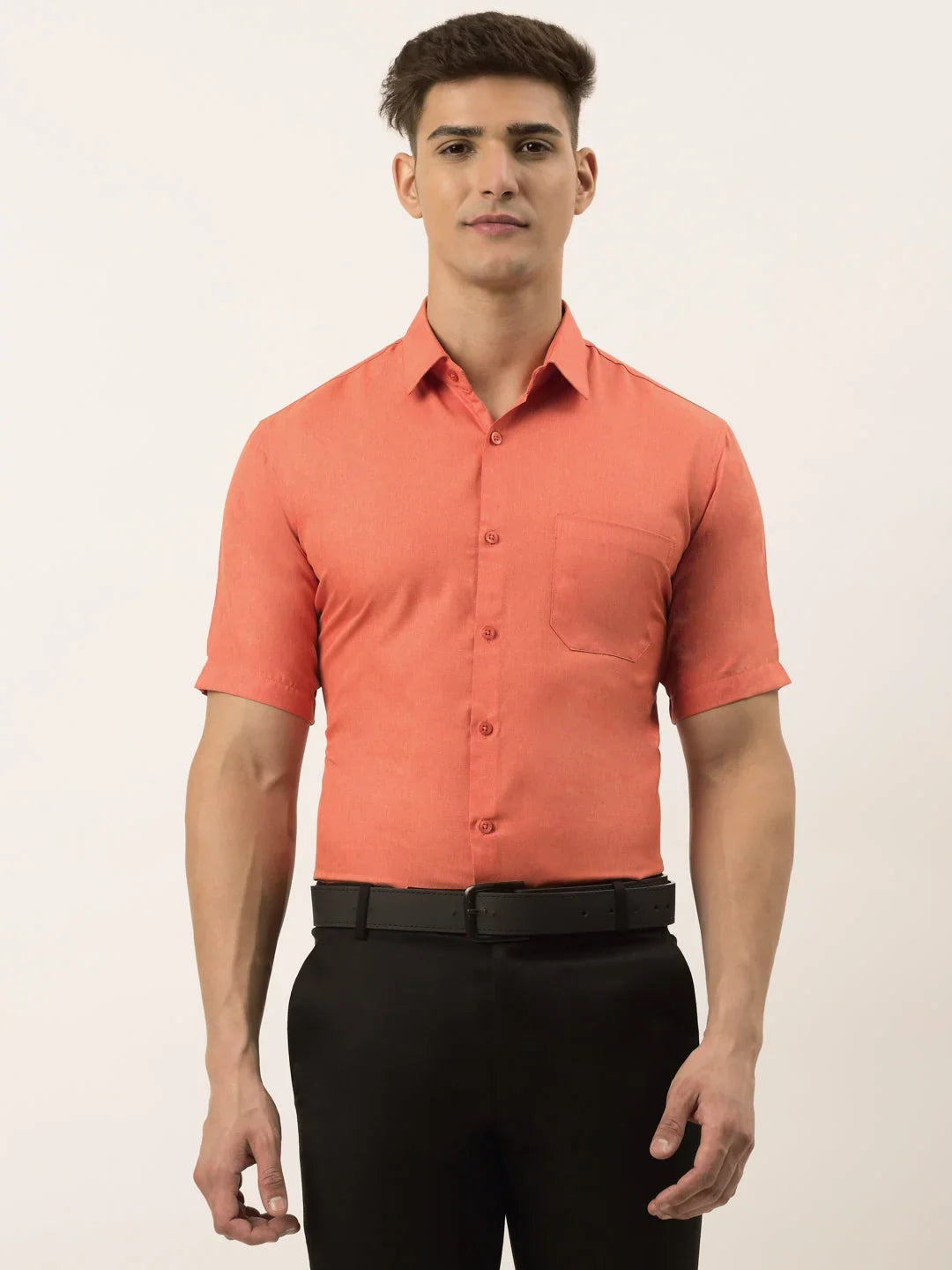 Orange Cotton Solid Shirts SF_811Peach | DesiQlo