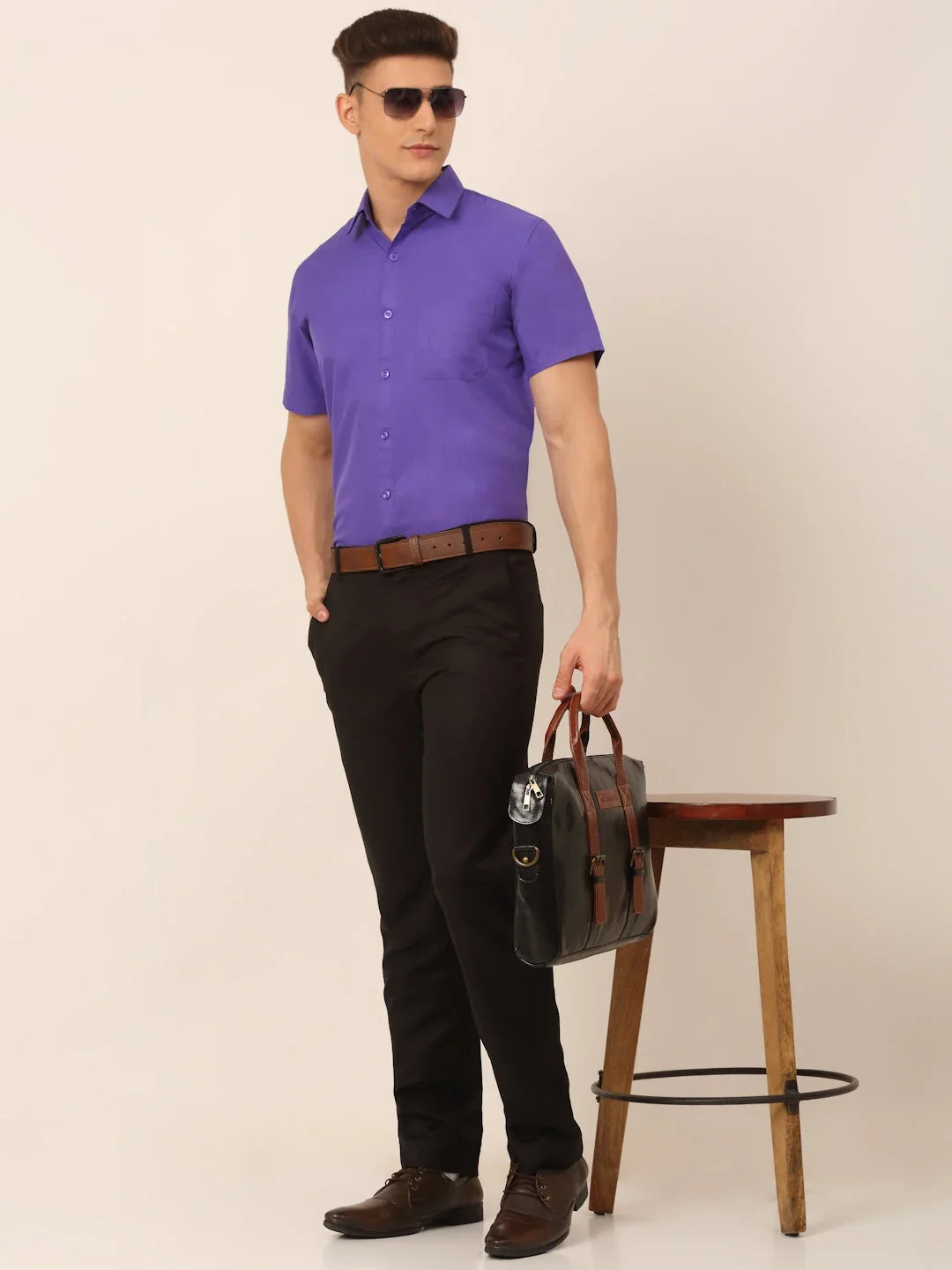 Blue Cotton Solid Shirts for Men | DesiQlo India