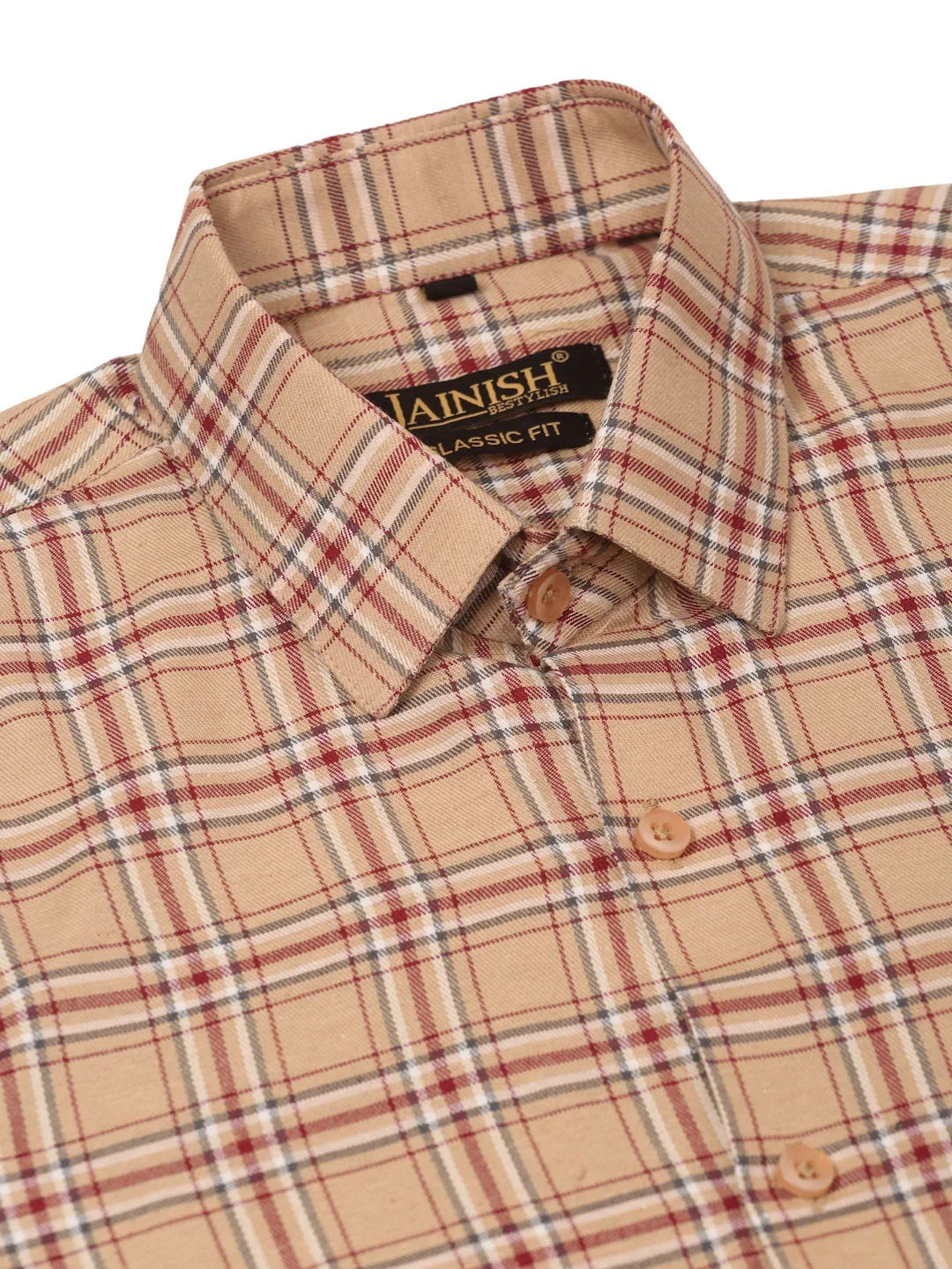 Indian Needle Men's Cotton Checked Half Sleeve Formal Shirts-SF-815Brown