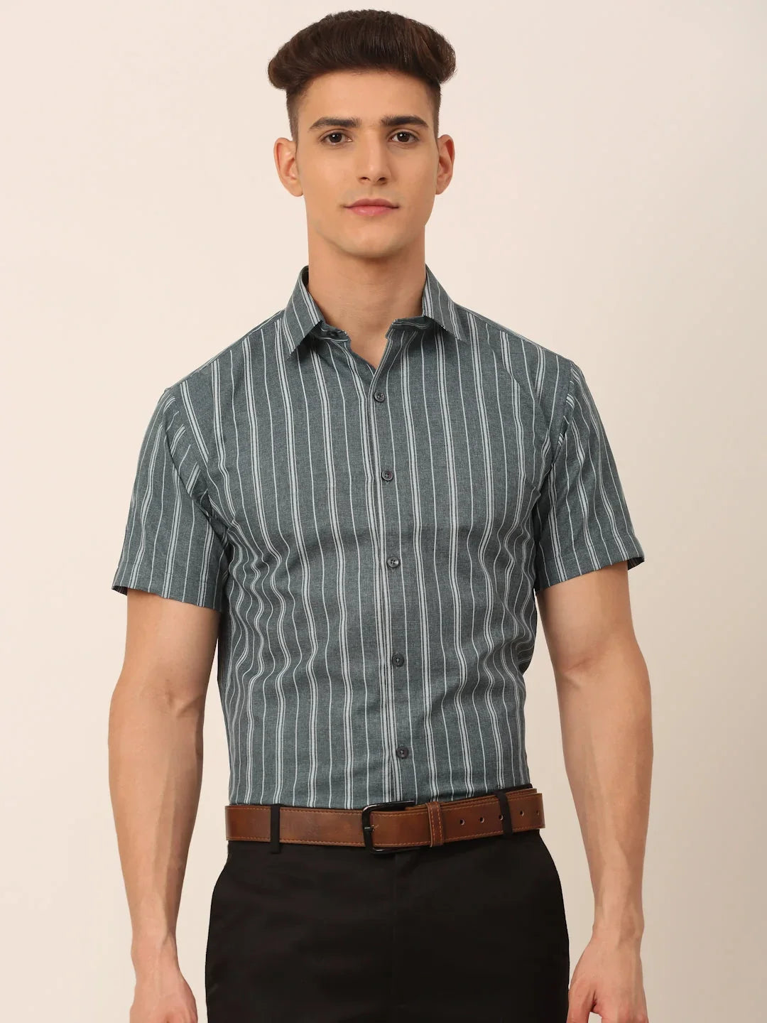 Grey Cotton Solid Shirts for Men | DesiQlo India