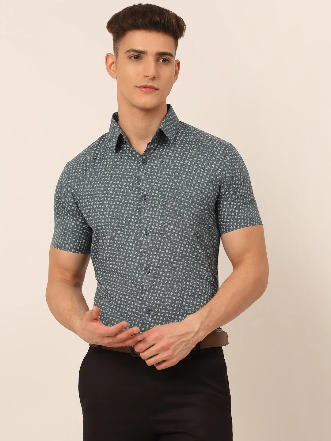 Grey Cotton Solid Shirts SF_823Grey | DesiQlo