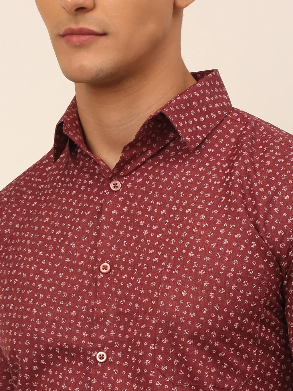 Indian Needle Men's Cotton Printed Style Formal Shirts-SF-823