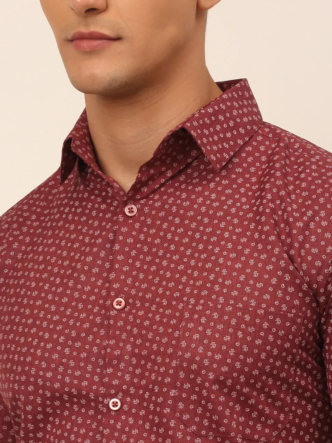 Indian Needle Men's Cotton Printed Style Formal Shirts-SF-823