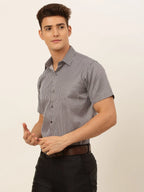 Men White Classic Striped Formal Shirt-SF-824