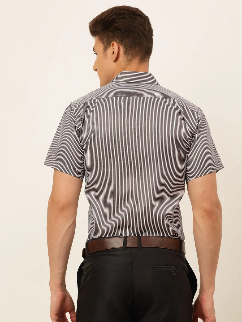 Men White Classic Striped Formal Shirt-SF-824
