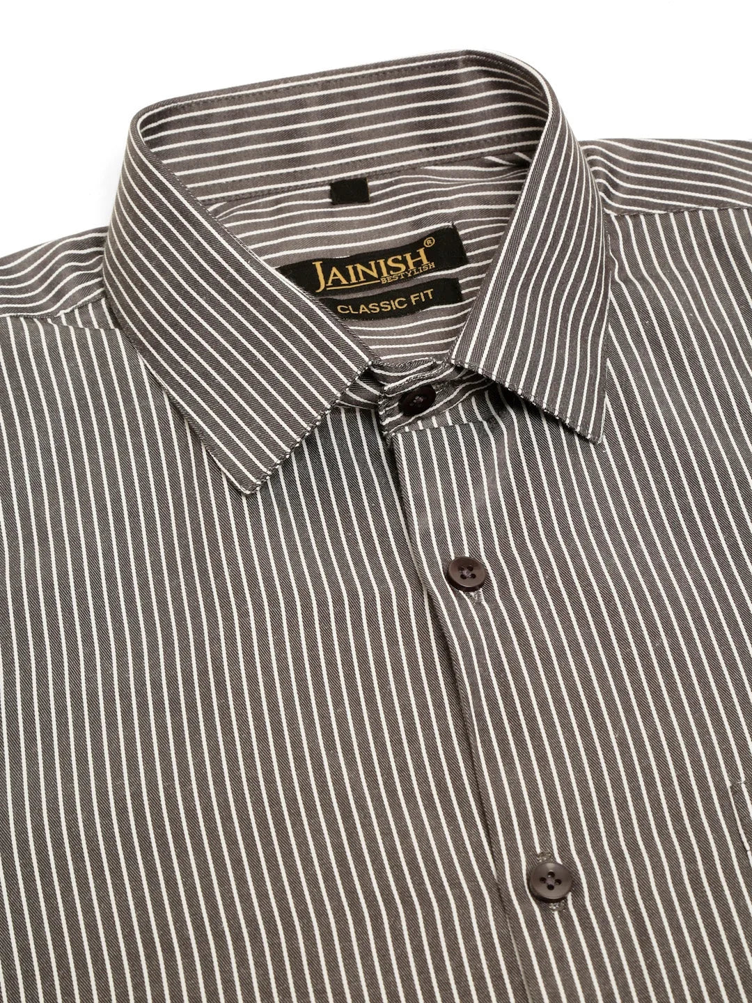 Men White Classic Striped Formal Shirt-SF-824