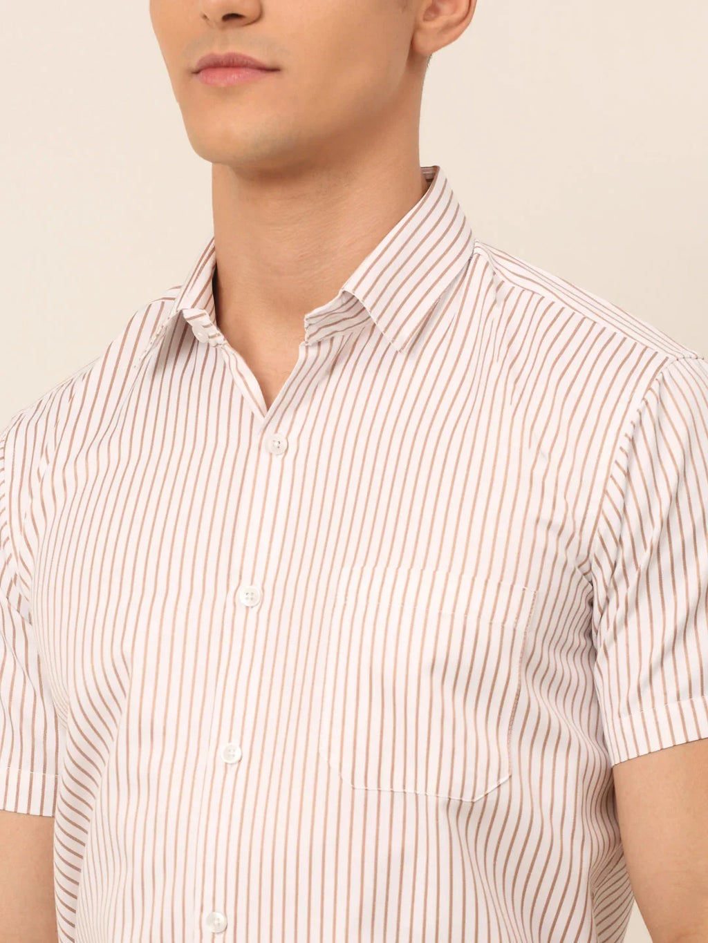 Men White Classic Striped Styled Formal Shirt-SF-824