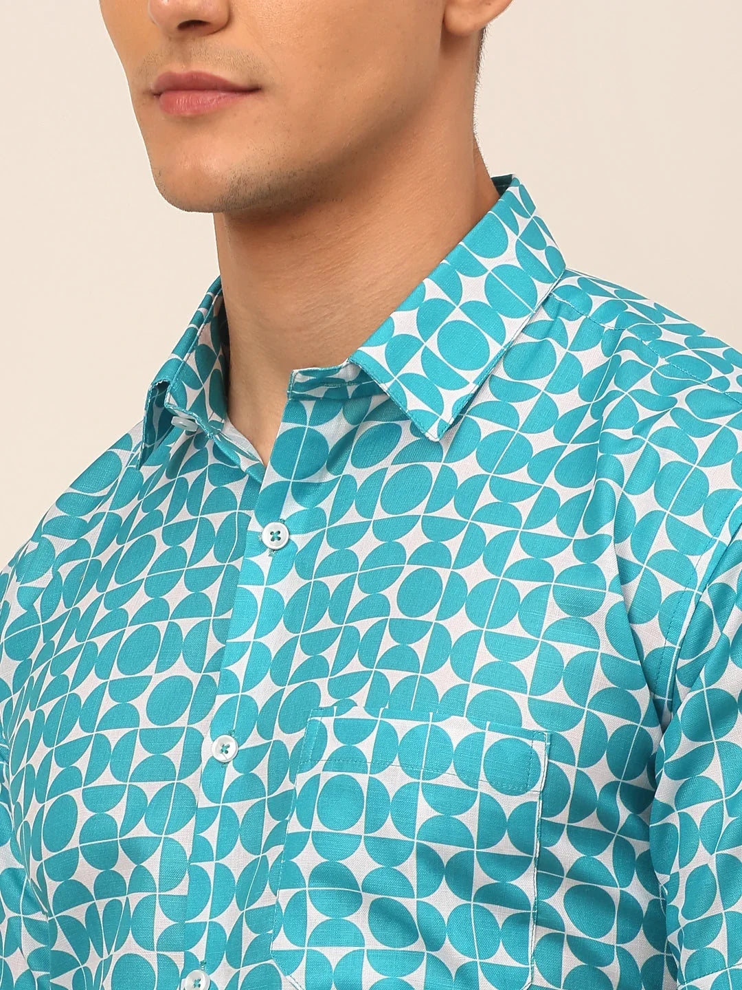 Blue Cotton Solid Shirts SF_830Aqua | DesiQlo