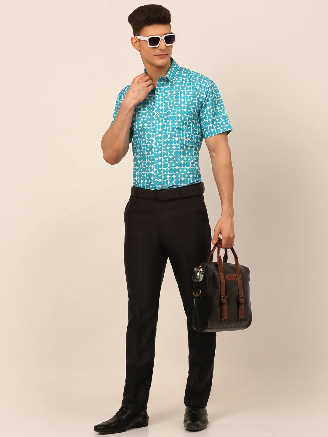 Blue Cotton Solid Shirts SF_830Aqua | DesiQlo