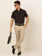 Indian Needle Men's Cotton Checked Formal Shirts-SF-834
