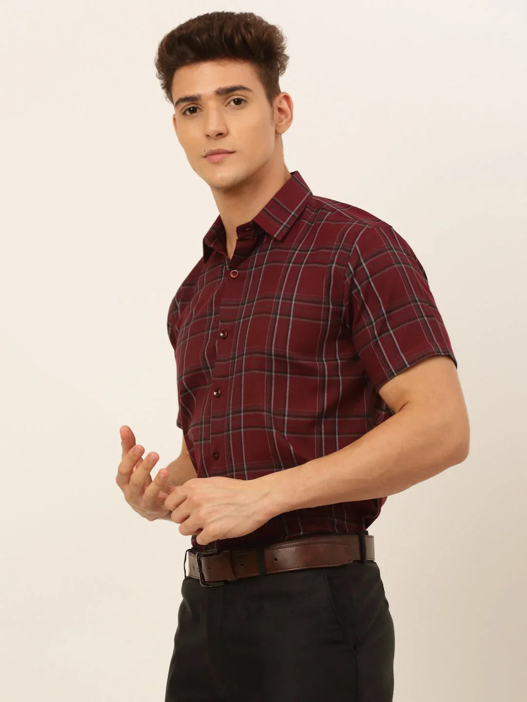 Maroon Cotton Solid Shirts SF_834Maroon | DesiQlo
