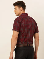 Indian Needle Styled Men's Cotton Checked Formal Shirts-SF-834