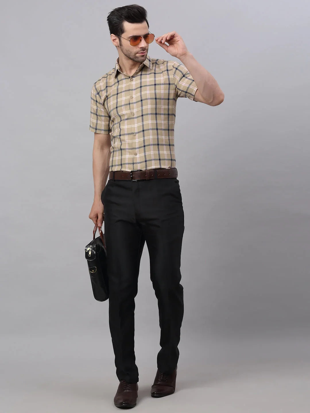 Beige Cotton Solid Shirts for Men | DesiQlo India