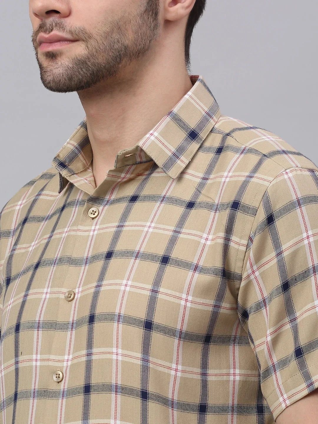 Beige Cotton Solid Shirts for Men | DesiQlo India