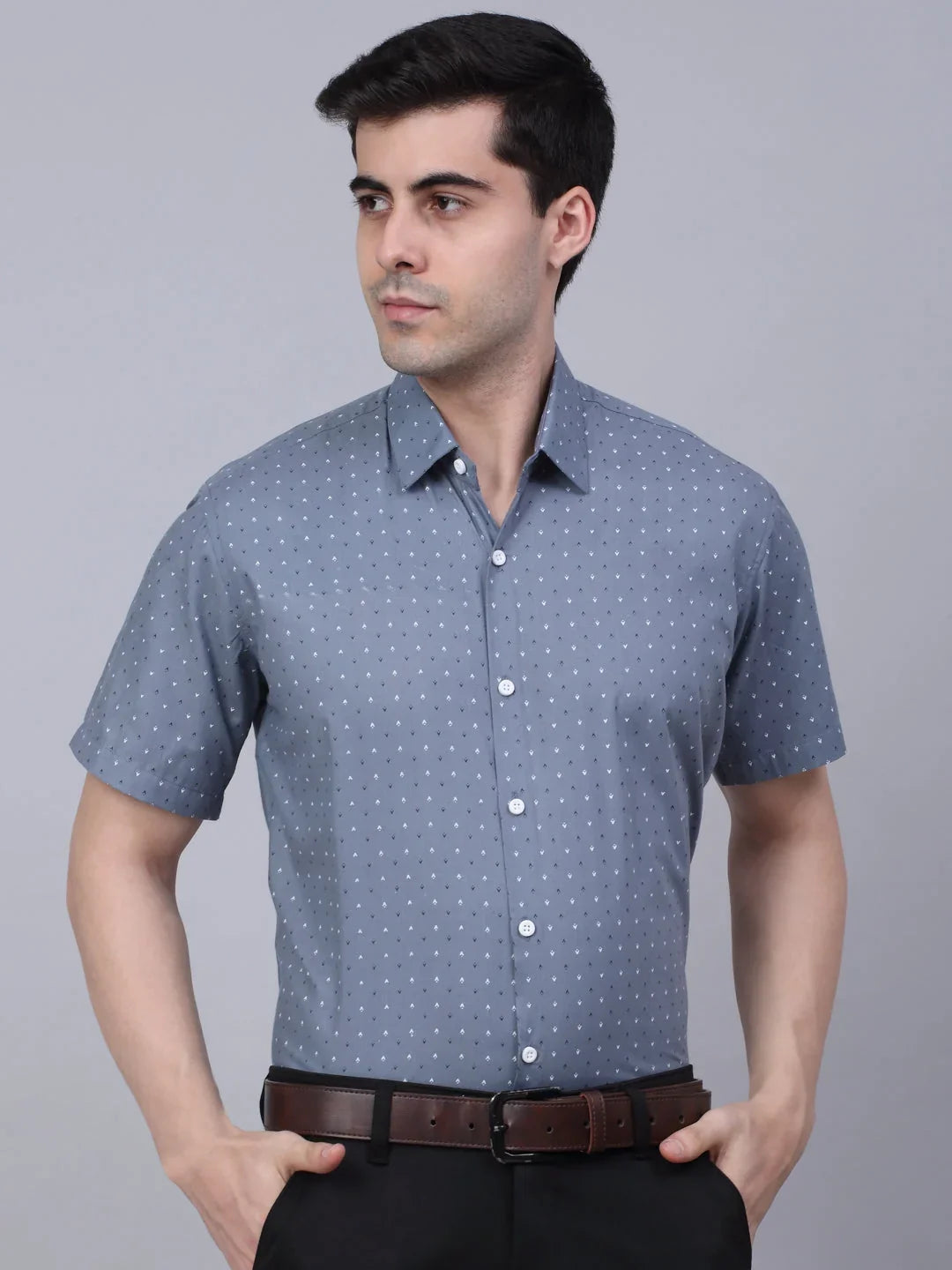 Grey Cotton Solid Shirts SF_841Grey | DesiQlo